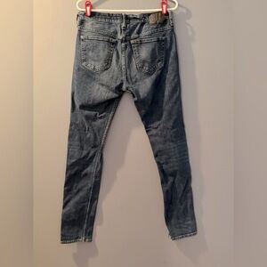 Bullhead Mens Denim Jeans 30x32 Blue Skinny Denim Zips Pockets Dark Wash Cotton